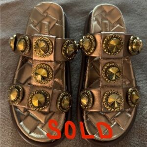 Gold Embellished Slide Sandals